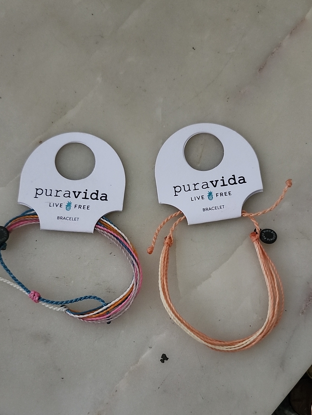 NWT Pura Vida Original Bracelets - Peach and Multicolor Strand Set Of 2